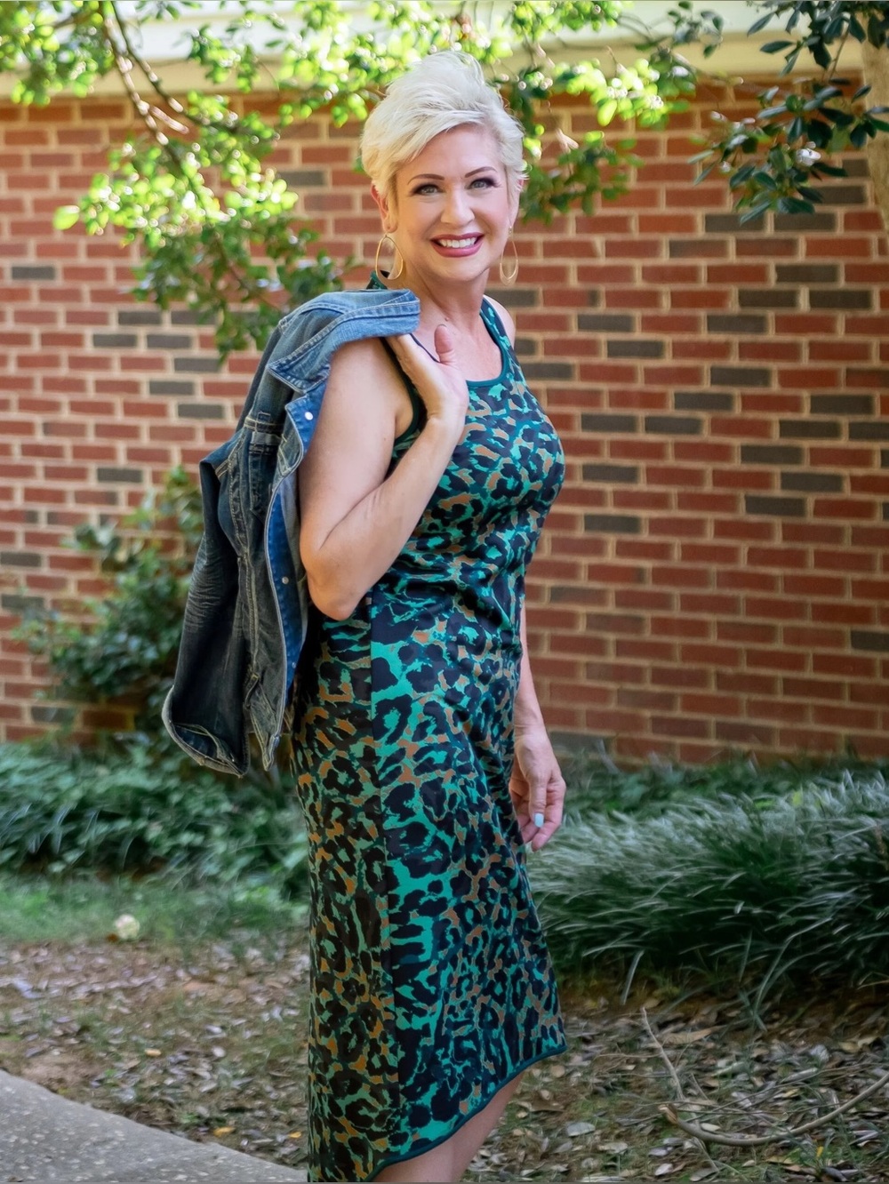 Chico's /Leopard-Print Sleeveless Teal & Black Midi Dress - Sz. M - NWOT